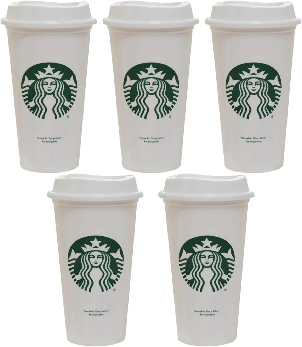 Starbucks Holiday Series 16oz Reusable Hot Drink Cups - Gift Set of 5 with Lids