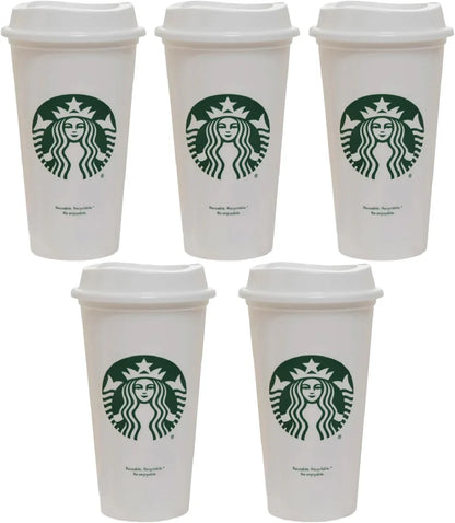 Starbucks Holiday Series 16oz Reusable Hot Drink Cups - Gift Set of 5 with Lids