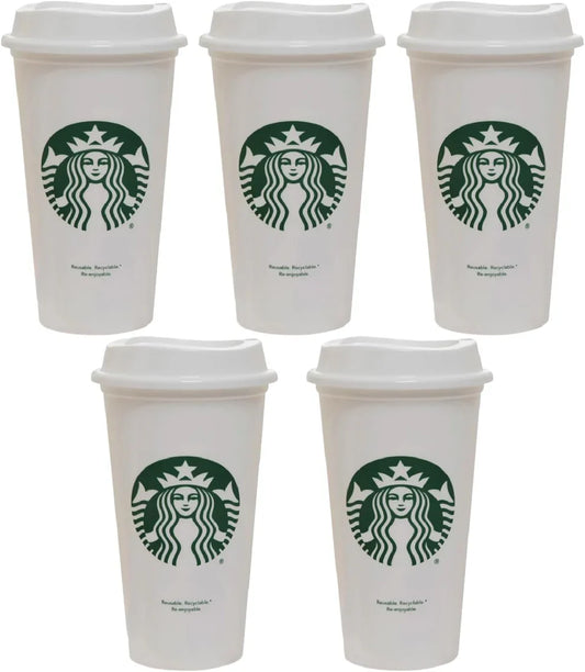 Starbucks Holiday Series 16oz Reusable Hot Drink Cups - Gift Set of 5 with Lids
